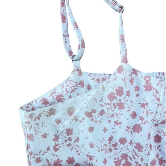 Mable Anthropologie Floral Ruffle Tie Front Crop Top Mini Skirt Set – Medium - Picture 6 of 14